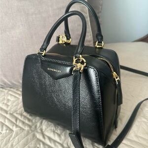 Givenchy Antigona Cube Black Satchel with Gold Accents and Detachable Strap